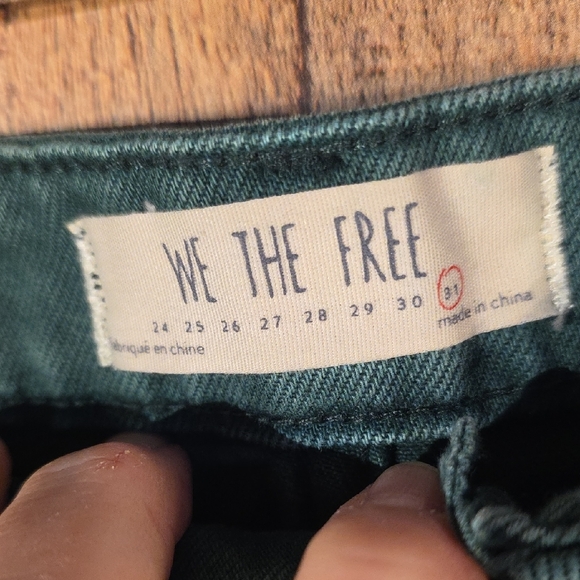 Upcycled We The Free Green Patchwork Skirt with Velvet Hem Size 10/12 - Picture 13 of 16